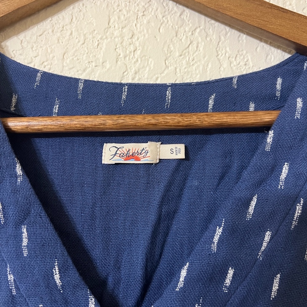 Faherty | Atlantic Avenue Tie Front Printed Midi Dress Women’s S - Picture 4 of 6